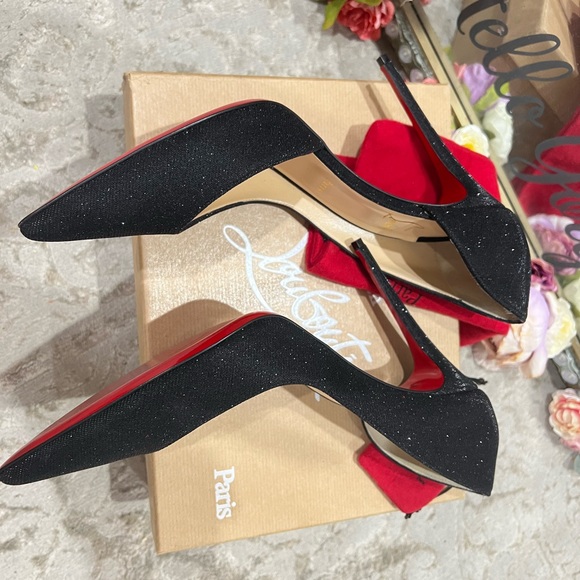 SOLD!!!! Authentic Christian Louboutin black glitter 42 Iriza 100 pumps heels - Picture 7 of 14